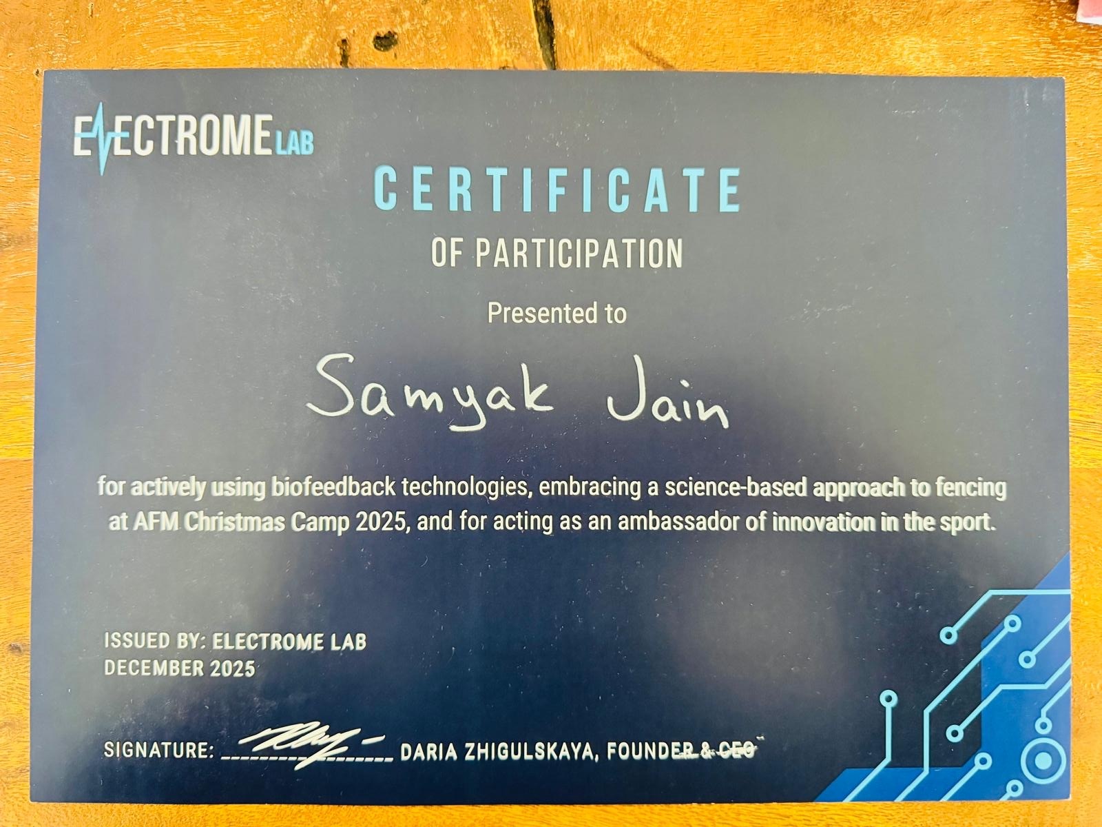 Fencing Certificate of Achievement 4